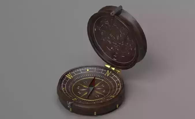 Vintage Wood Compass - Low-poly - UE4 ready -  4k PBR Low-poly 3D model