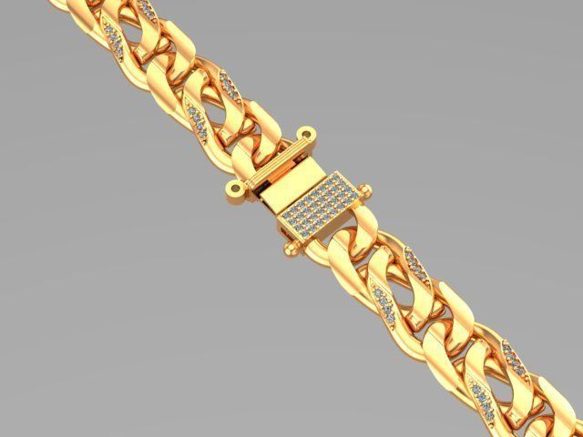 cuban chain diamond gold silver k001 new Stl 3D model_10