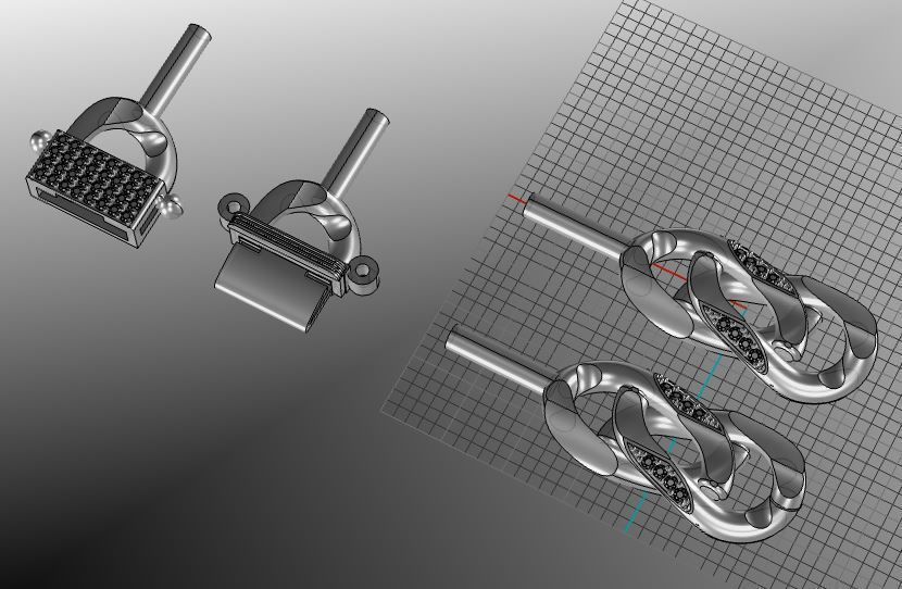 cuban chain diamond gold silver k001 new Stl 3D model_13