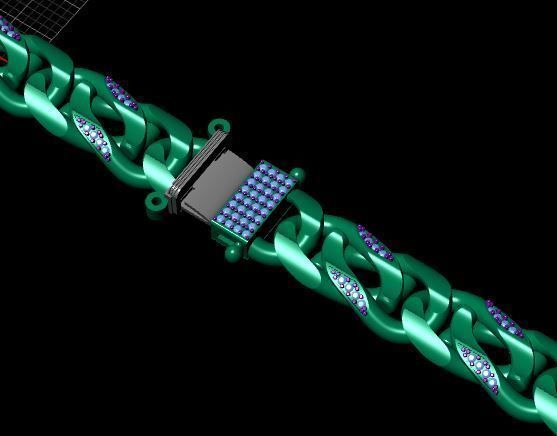 cuban chain diamond gold silver k001 new Stl 3D model_8