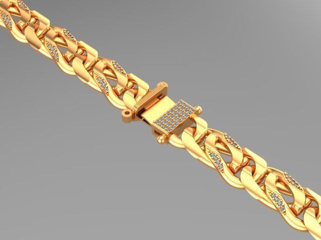 cuban chain diamond gold silver k001 new Stl 3D model_11