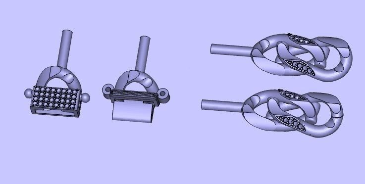 cuban chain diamond gold silver k001 new Stl 3D model_12