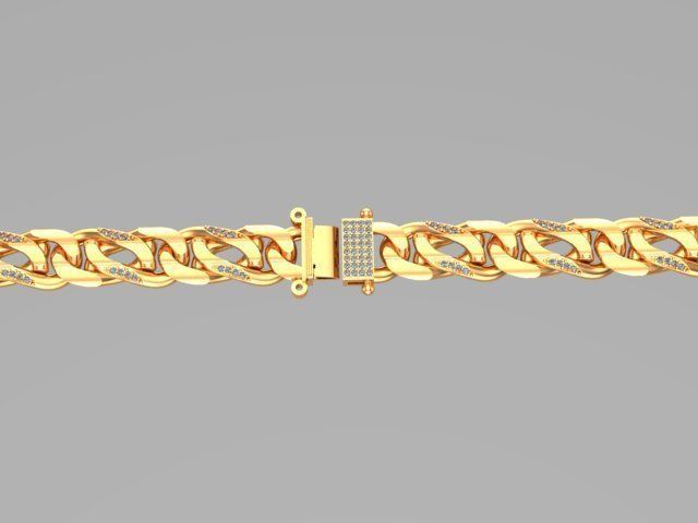 cuban chain diamond gold silver k001 new Stl 3D model_9