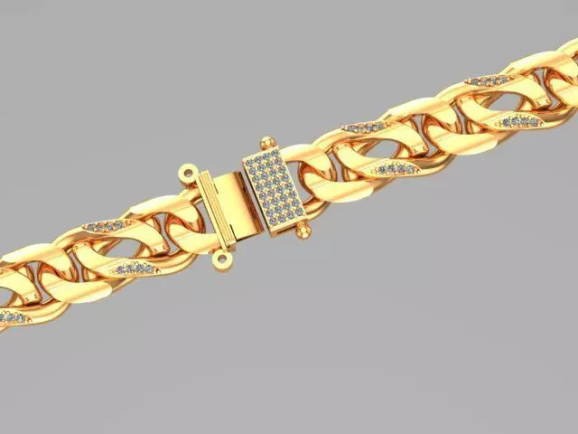 cuban chain diamond gold silver k001 new Stl 3D model_0
