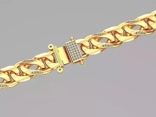 cuban chain diamond gold silver k001 new Stl