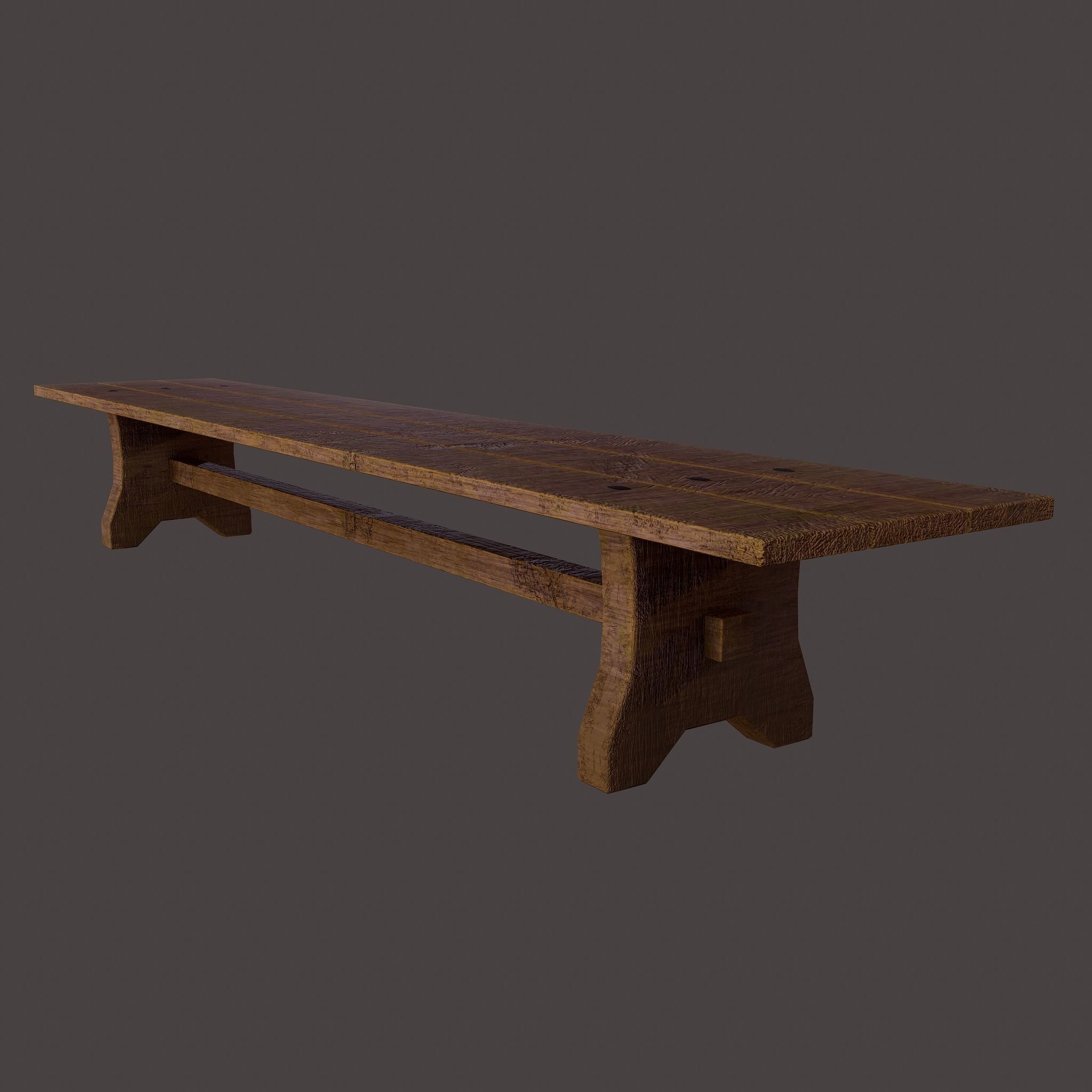 Wooden Bench Free low-poly 3D model_11