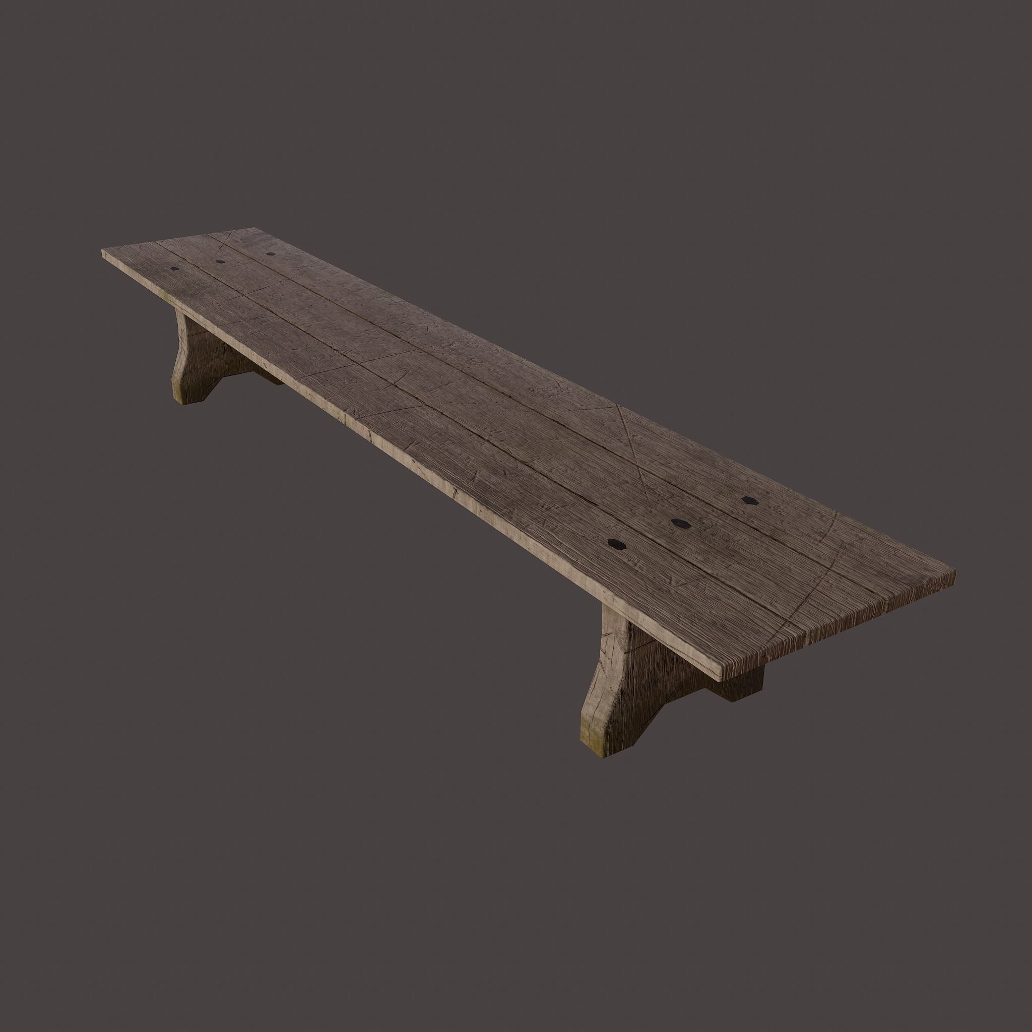 Wooden Bench Free low-poly 3D model_8