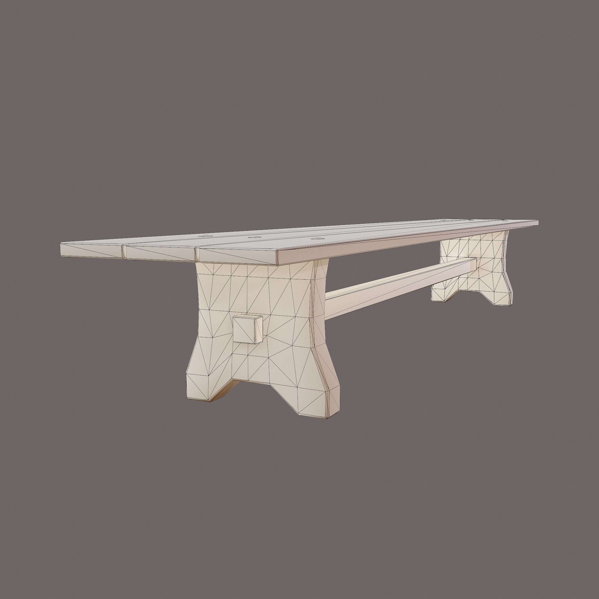 Wooden Bench Free low-poly 3D model_18
