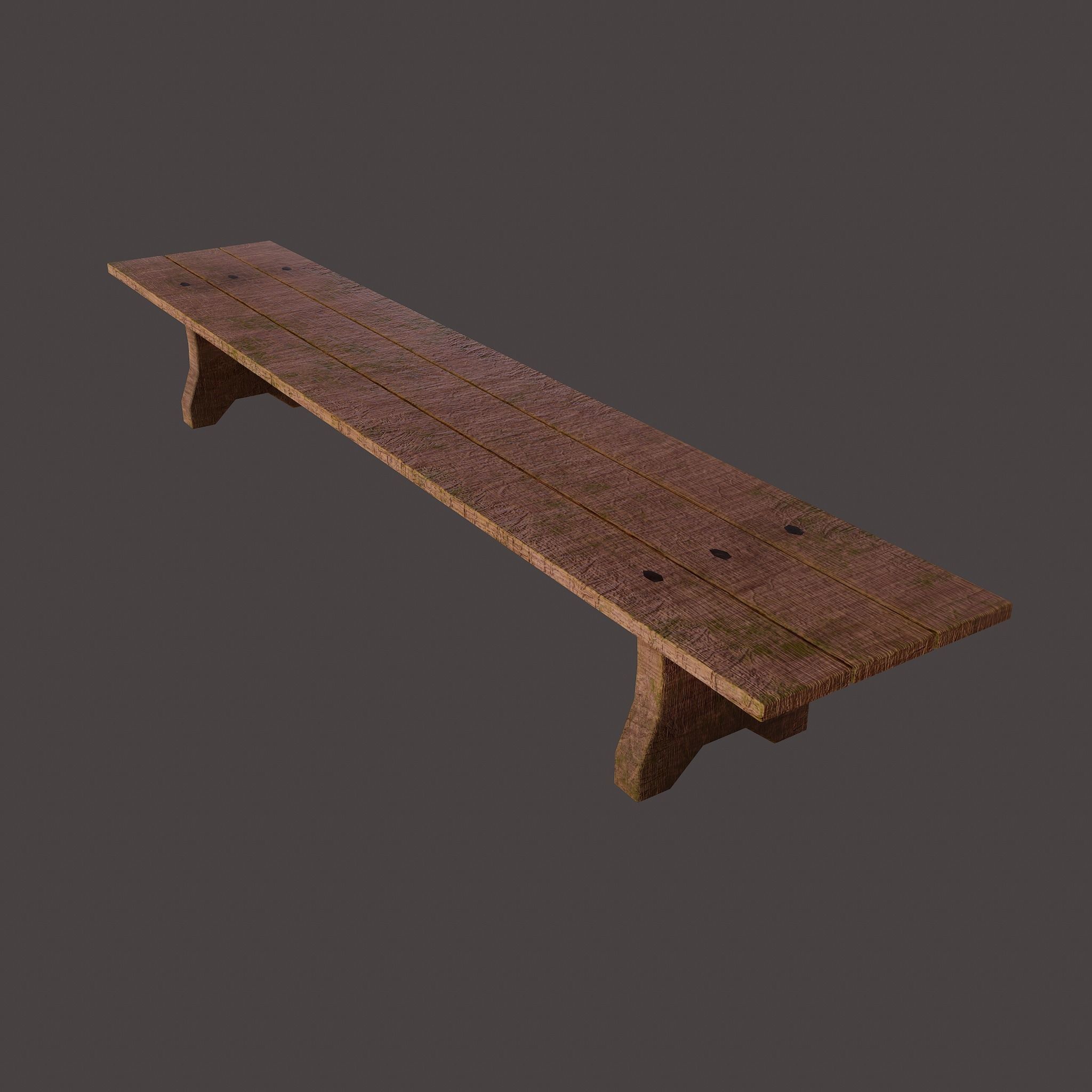 Wooden Bench Free low-poly 3D model_9