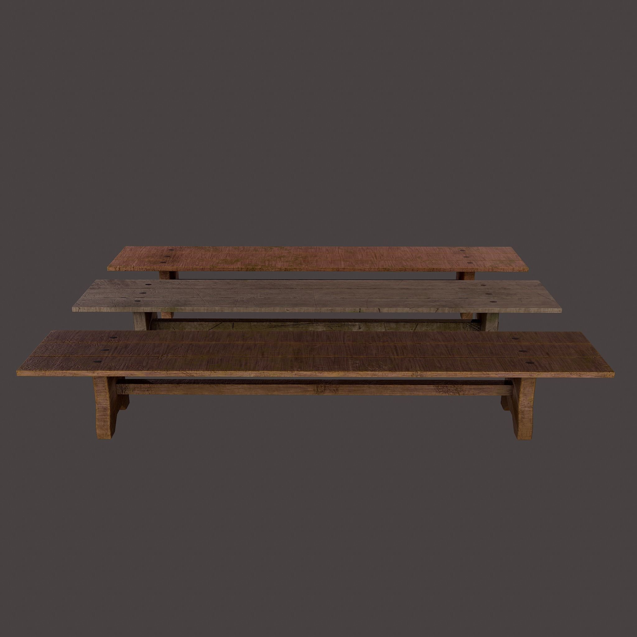 Wooden Bench Free low-poly 3D model_2