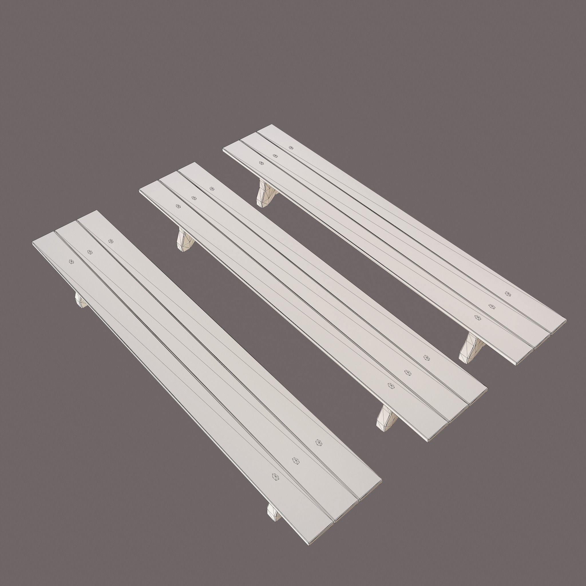 Wooden Bench Free low-poly 3D model_13