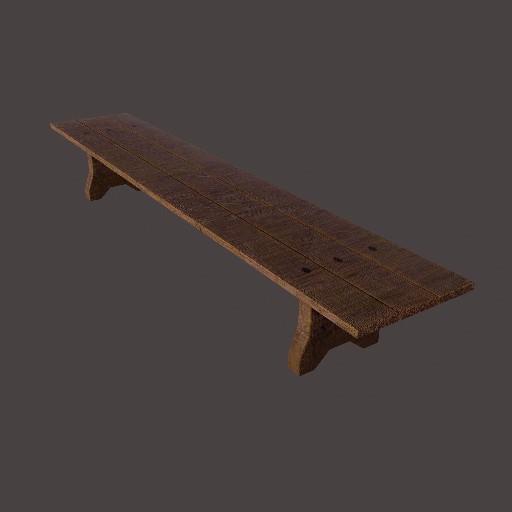 Wooden Bench Free low-poly 3D model_10