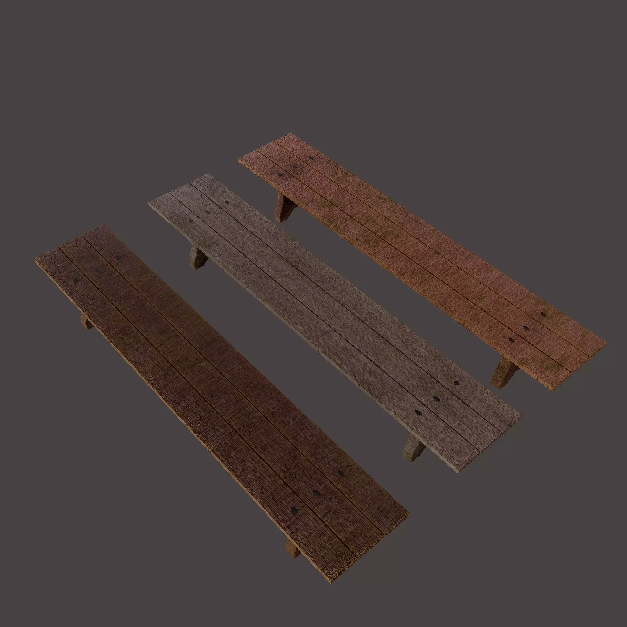 Wooden Bench Free low-poly 3D model_0