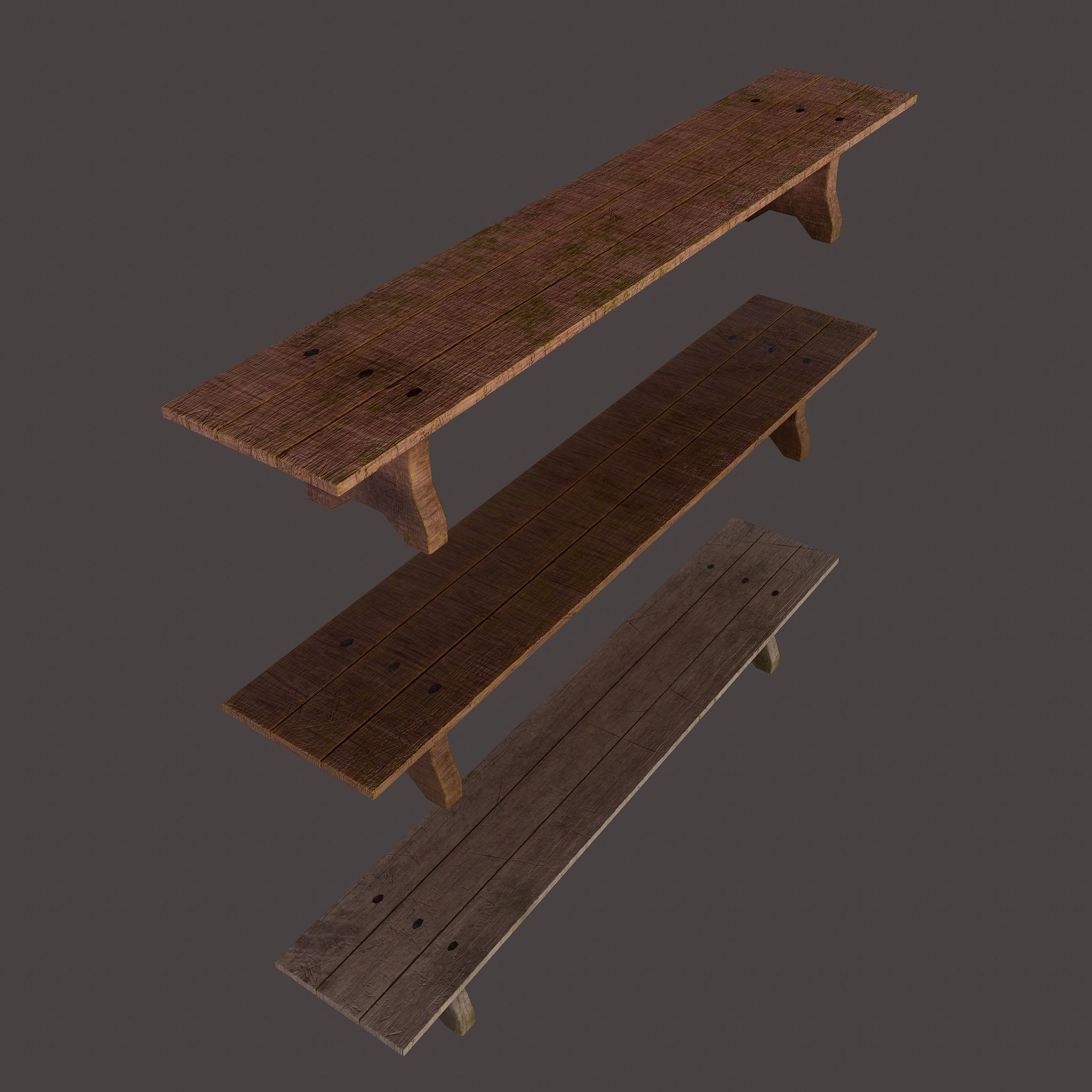 Wooden Bench Free low-poly 3D model_5