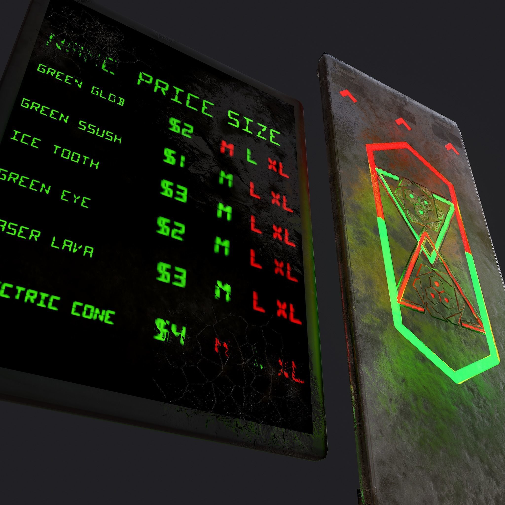 Sci-Fi Neon Door and Sign Free low-poly 3D model_2
