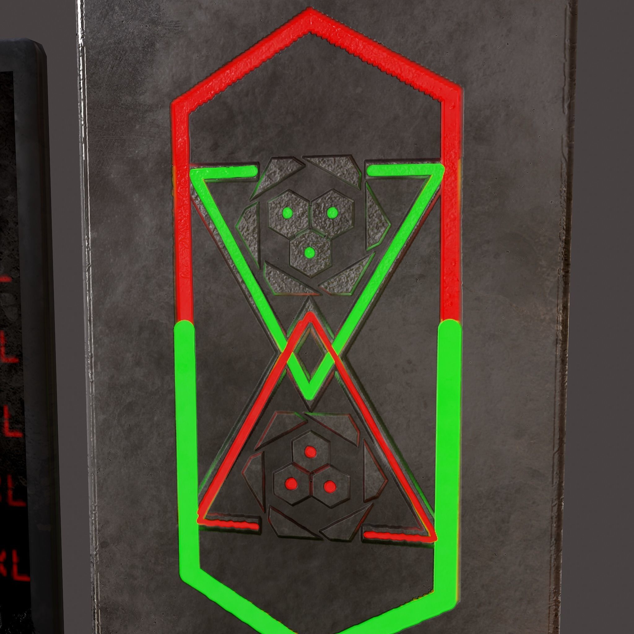 Sci-Fi Neon Door and Sign Free low-poly 3D model_9