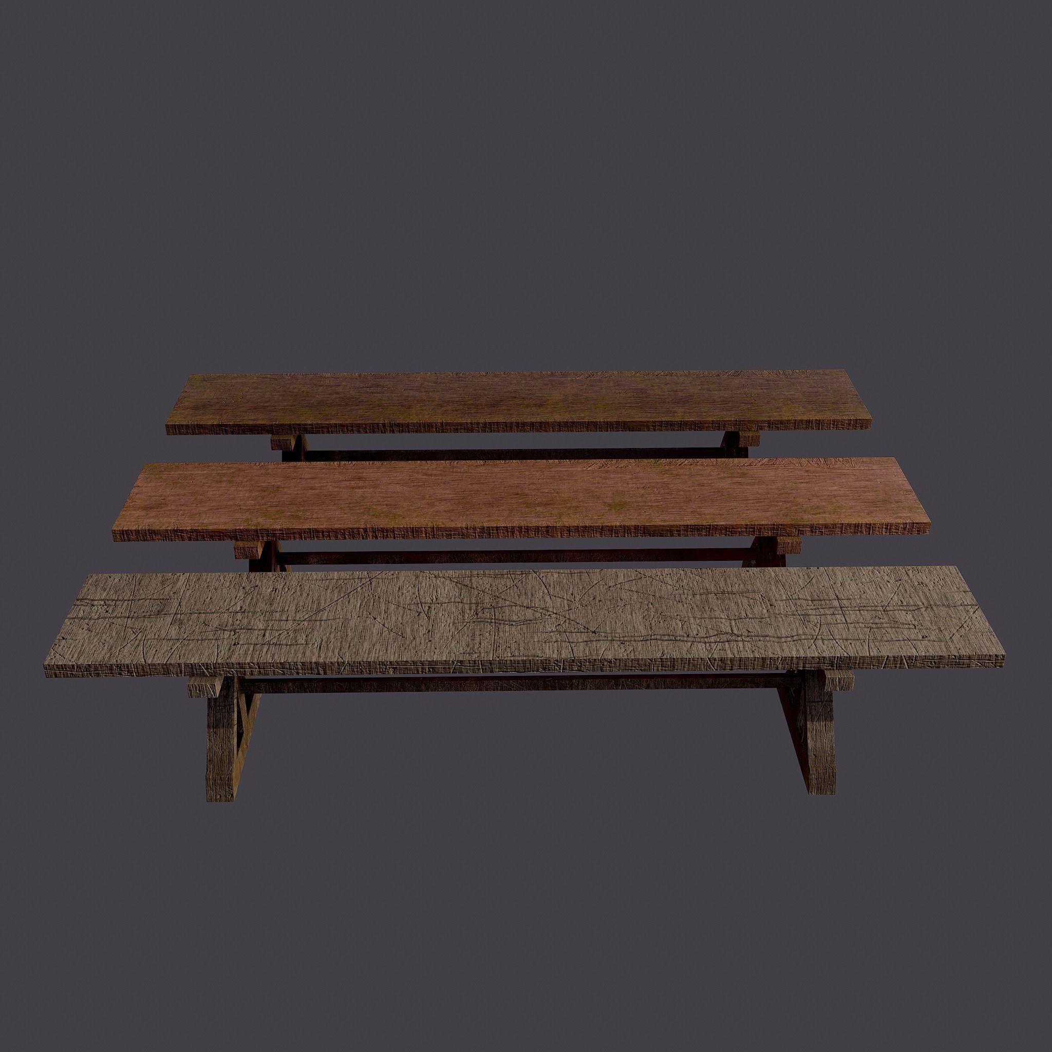Wooden Tables Wide and Thin Free low-poly 3D model_7