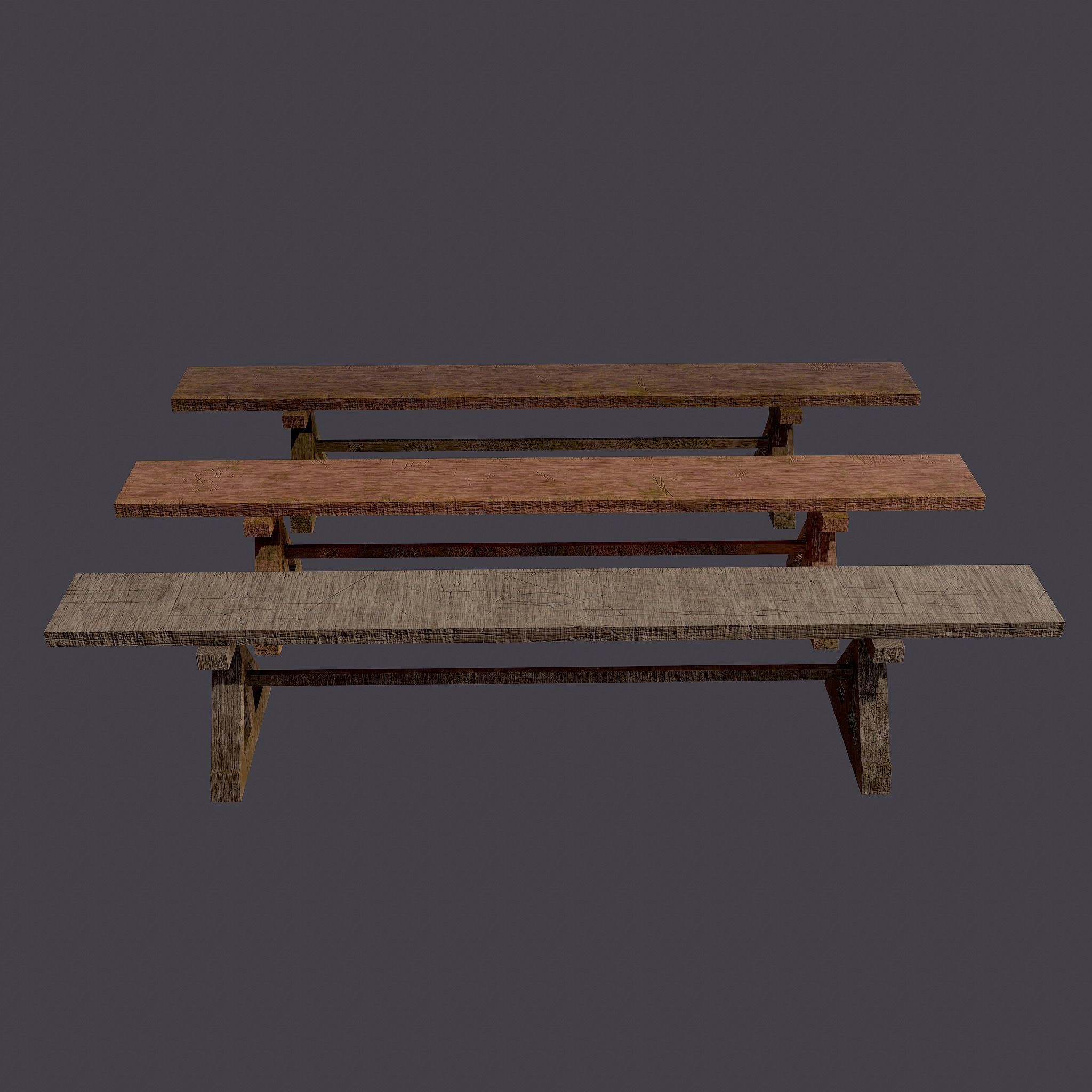 Wooden Tables Wide and Thin Free low-poly 3D model_8