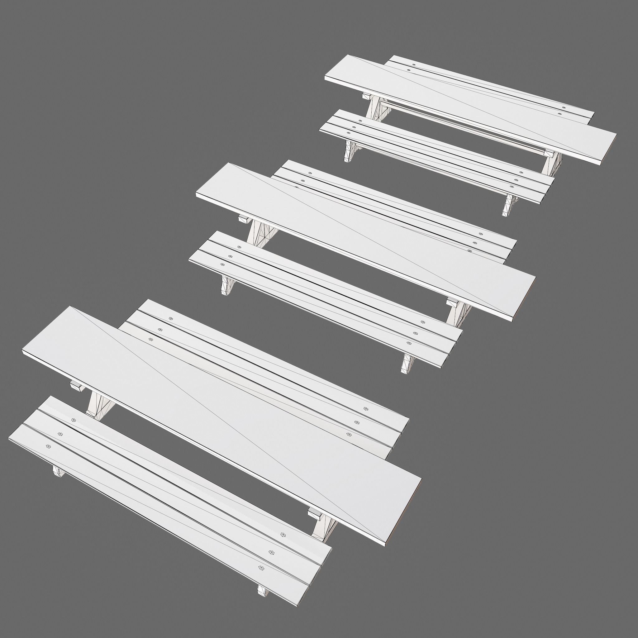 Wooden Tables Wide and Thin Free low-poly 3D model_14