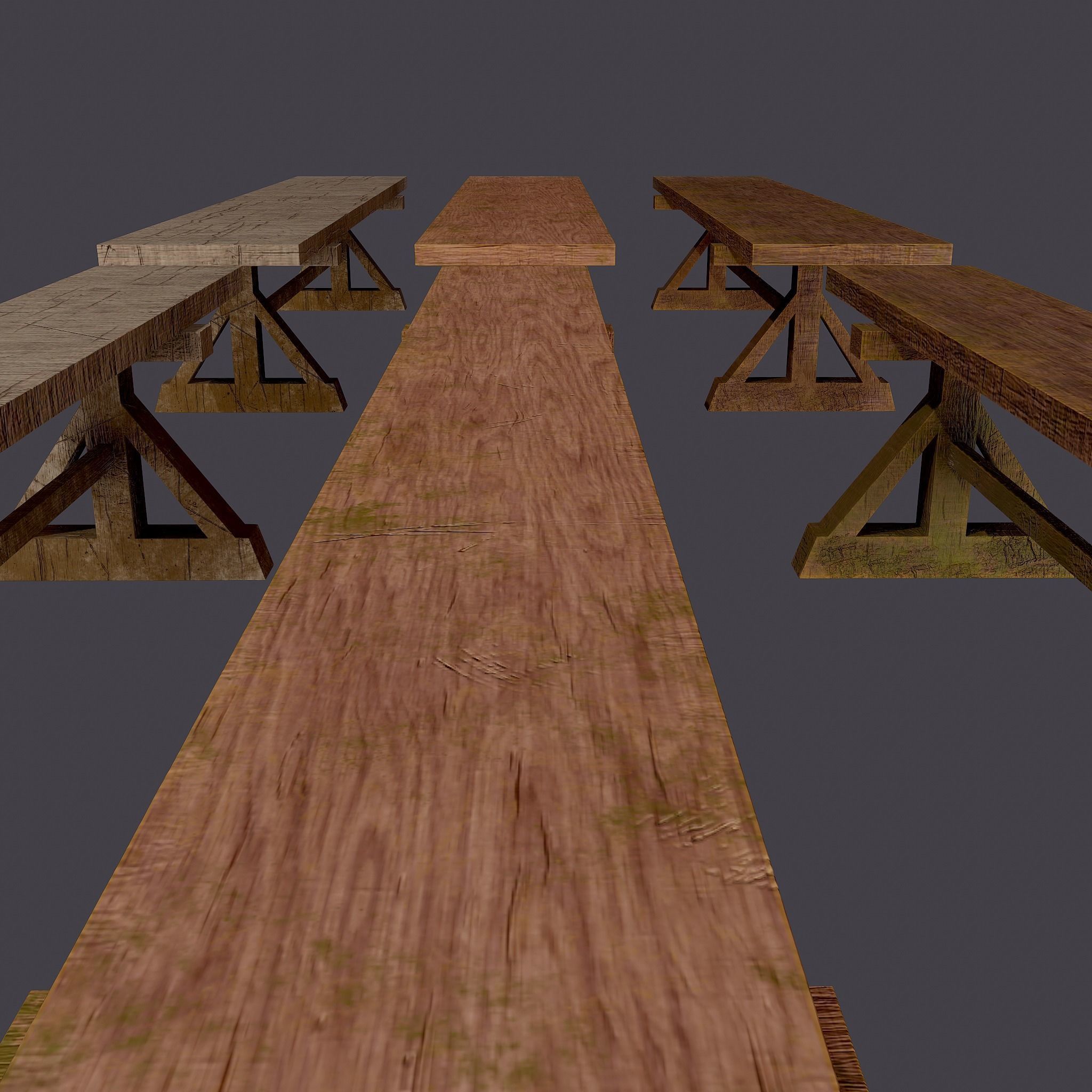 Wooden Tables Wide and Thin Free low-poly 3D model_9