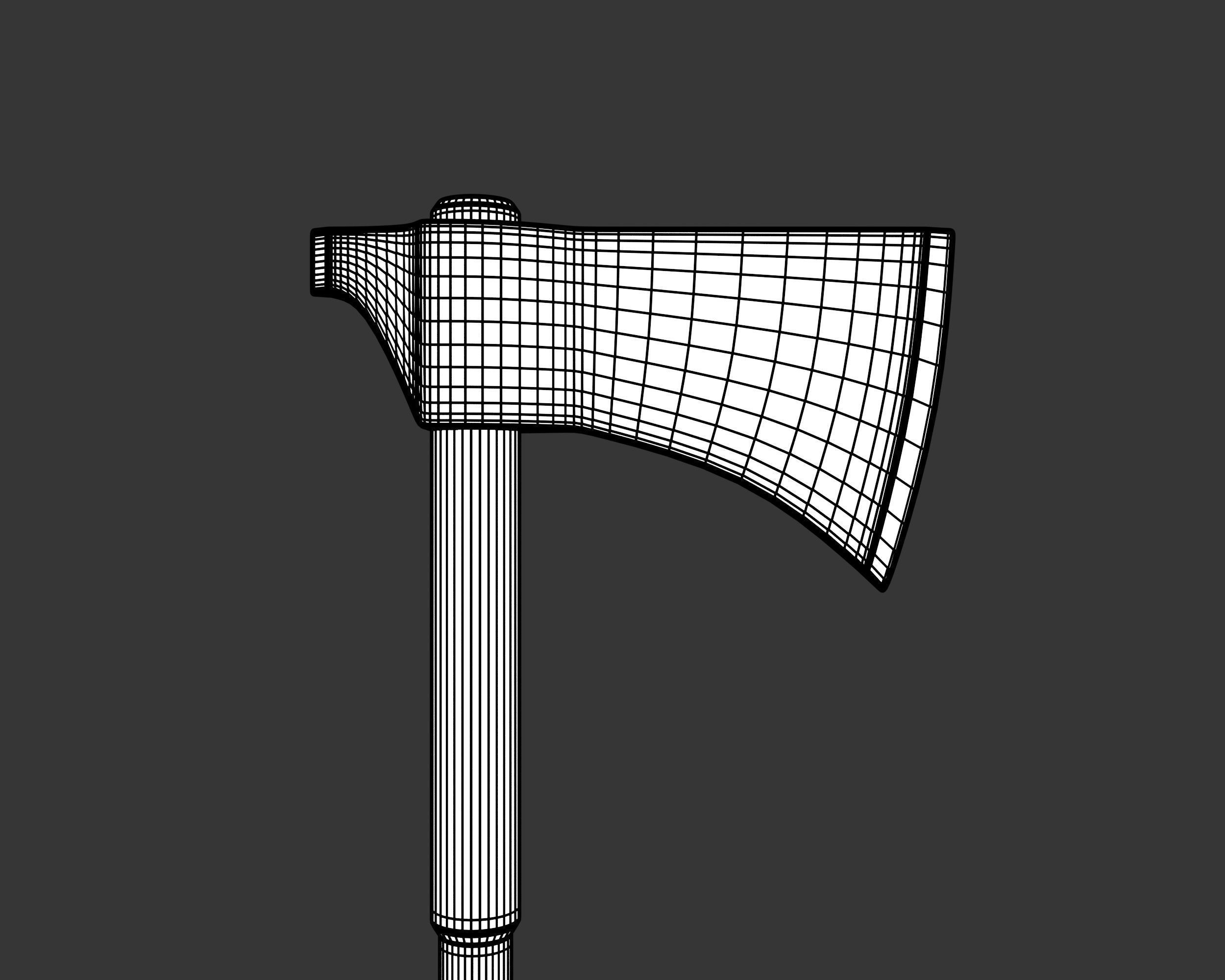 Medieval Knightly Weapon Axe Low-poly 3D model_11