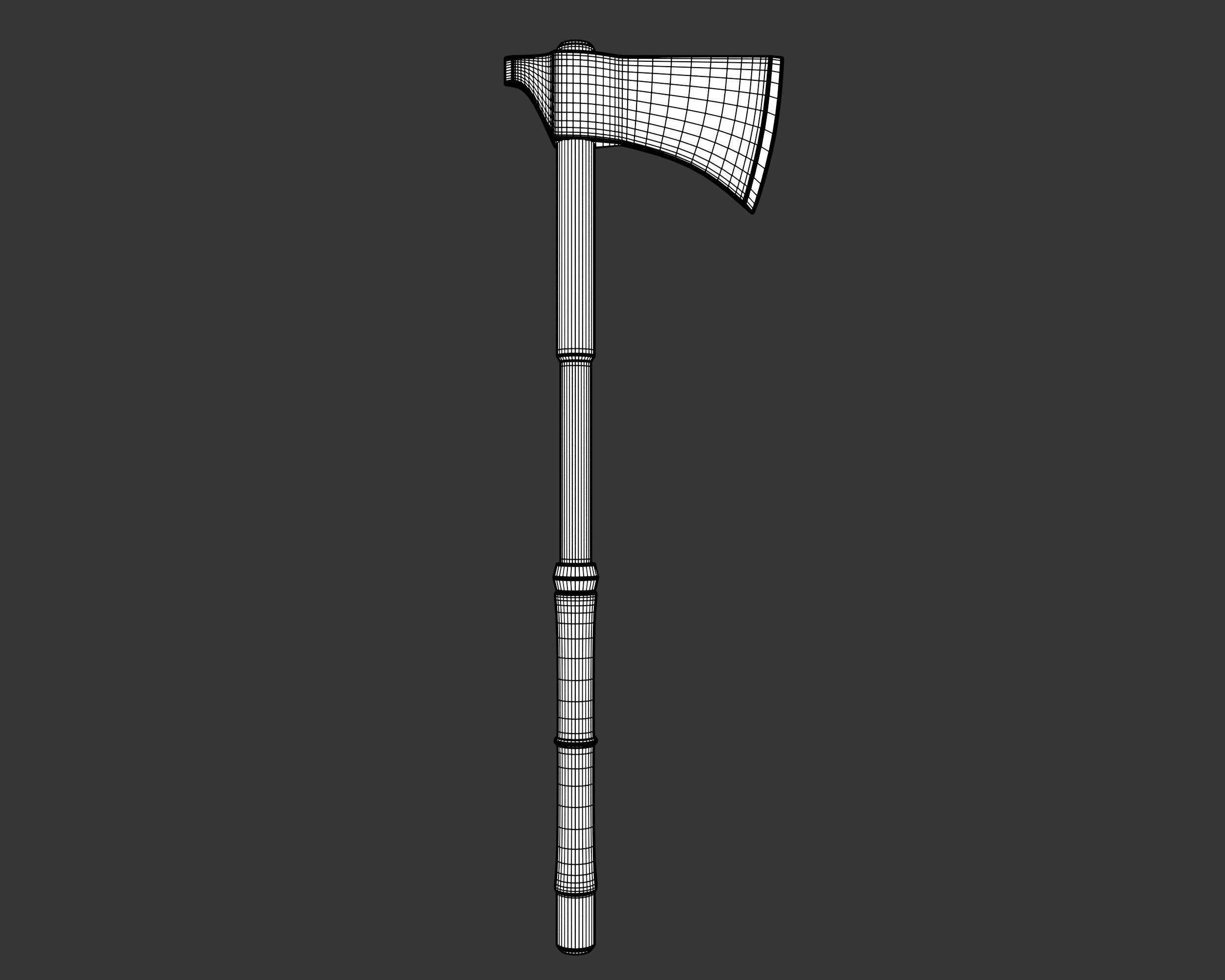 Medieval Knightly Weapon Axe Low-poly 3D model_5