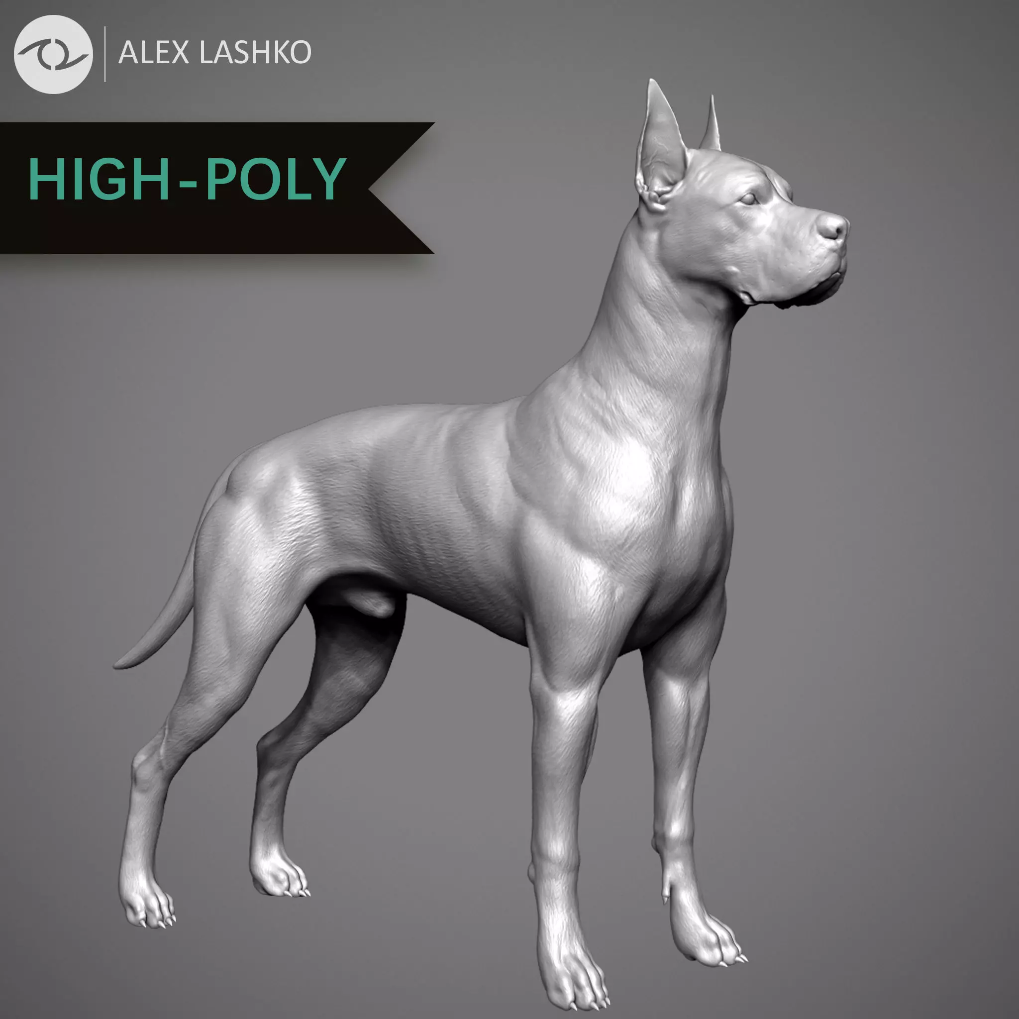 Great Dane High-Poly 3D print model_0
