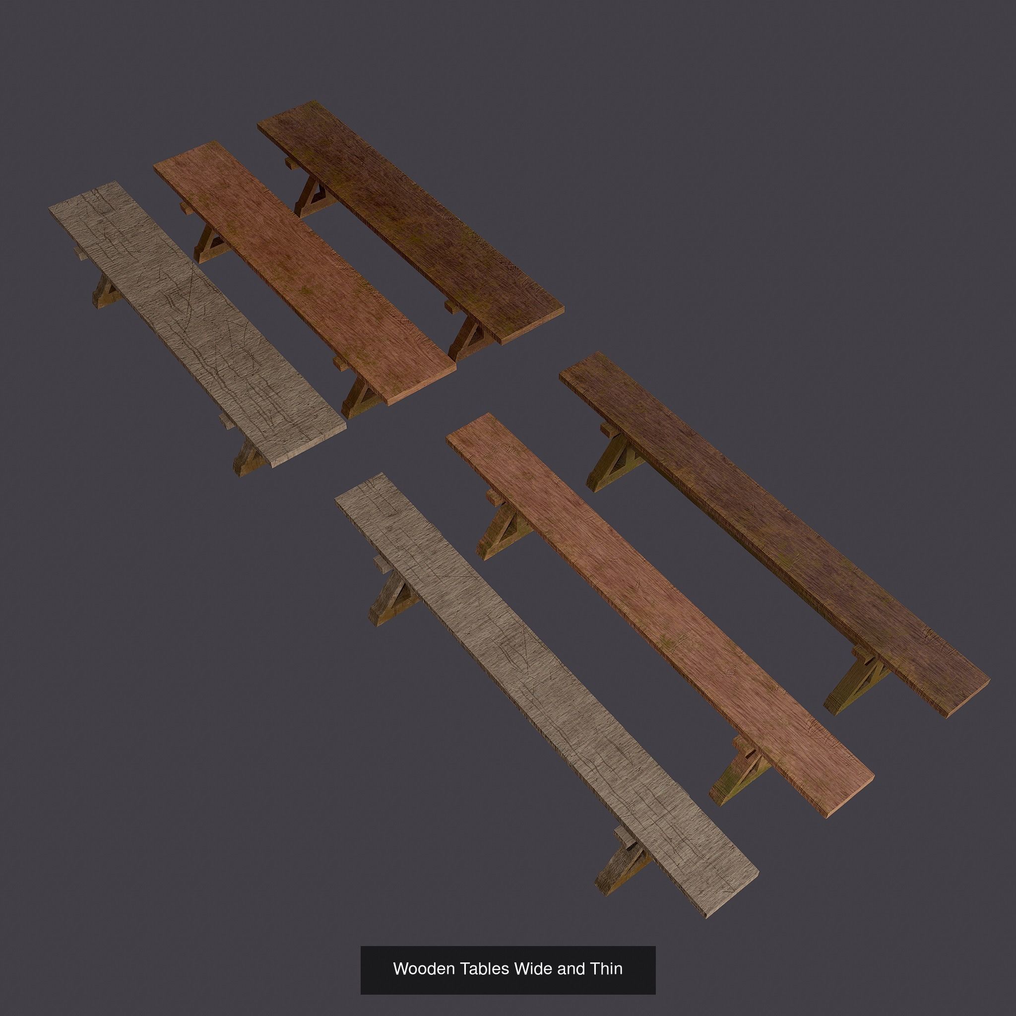 Tables and Benches Package 3D Model Collection_8