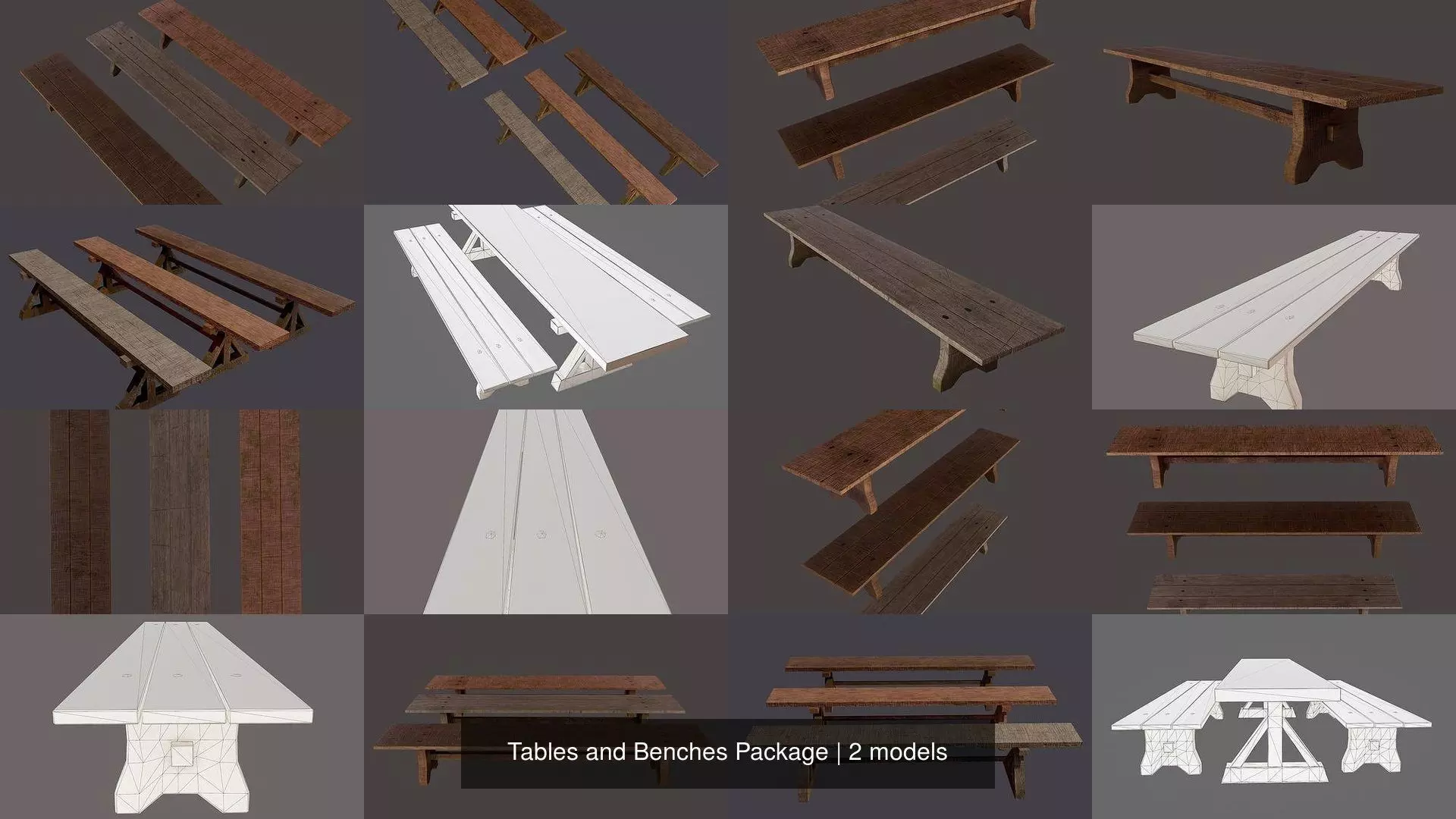 Tables and Benches Package 3D Model Collection_4