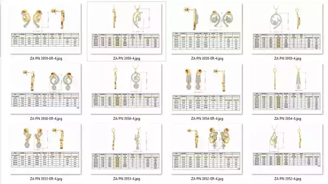 36 Women pendant-earrings set 3dm stl render detail 3D print model