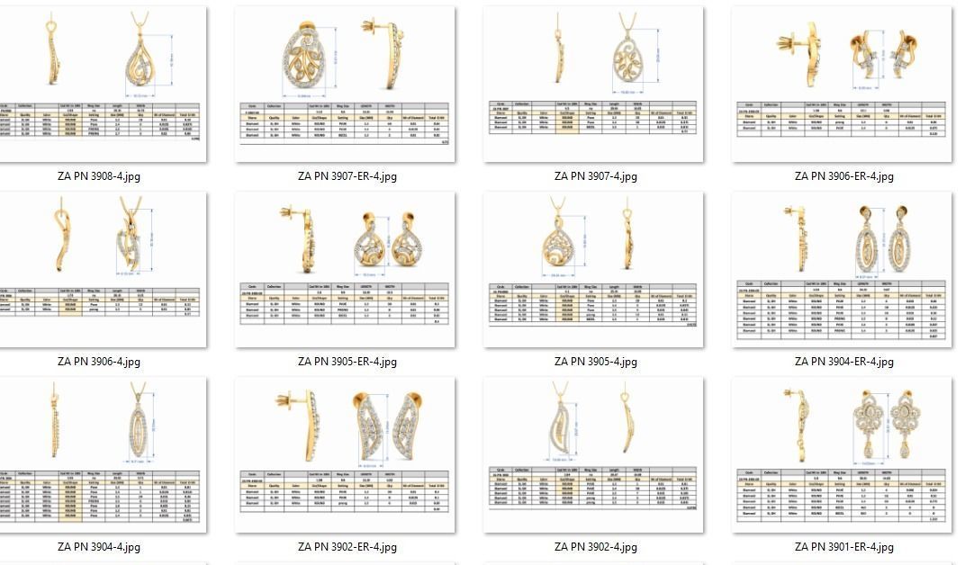 36 Women pendant-earrings set 3dm stl render detail 3D print model_2