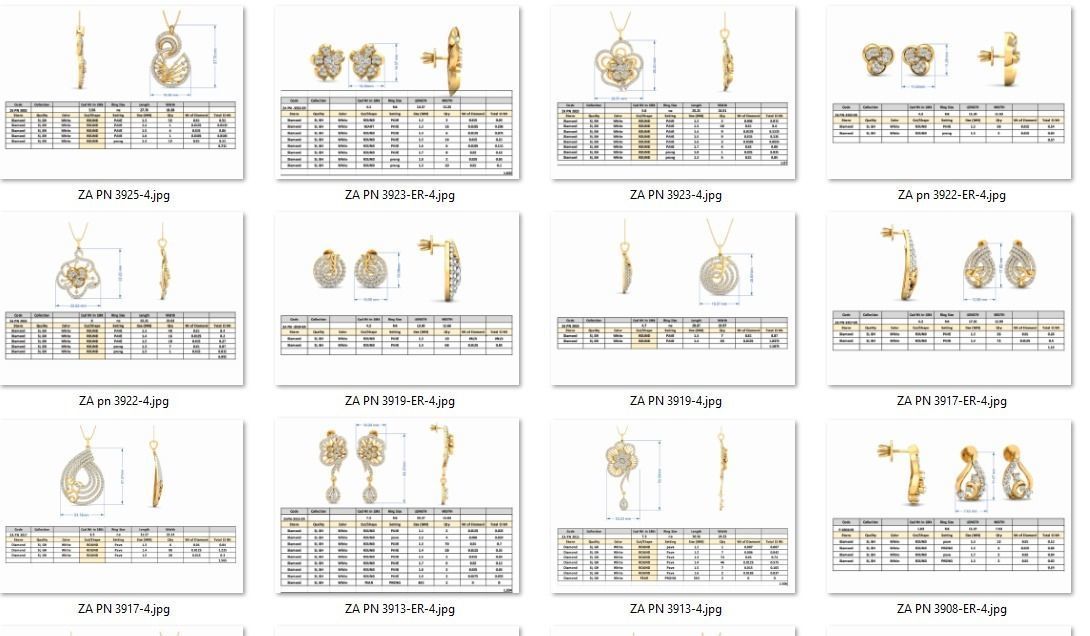 36 Women pendant-earrings set 3dm stl render detail 3D print model_1