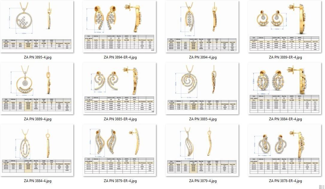 36 Women pendant-earrings set 3dm stl render detail 3D print model_3