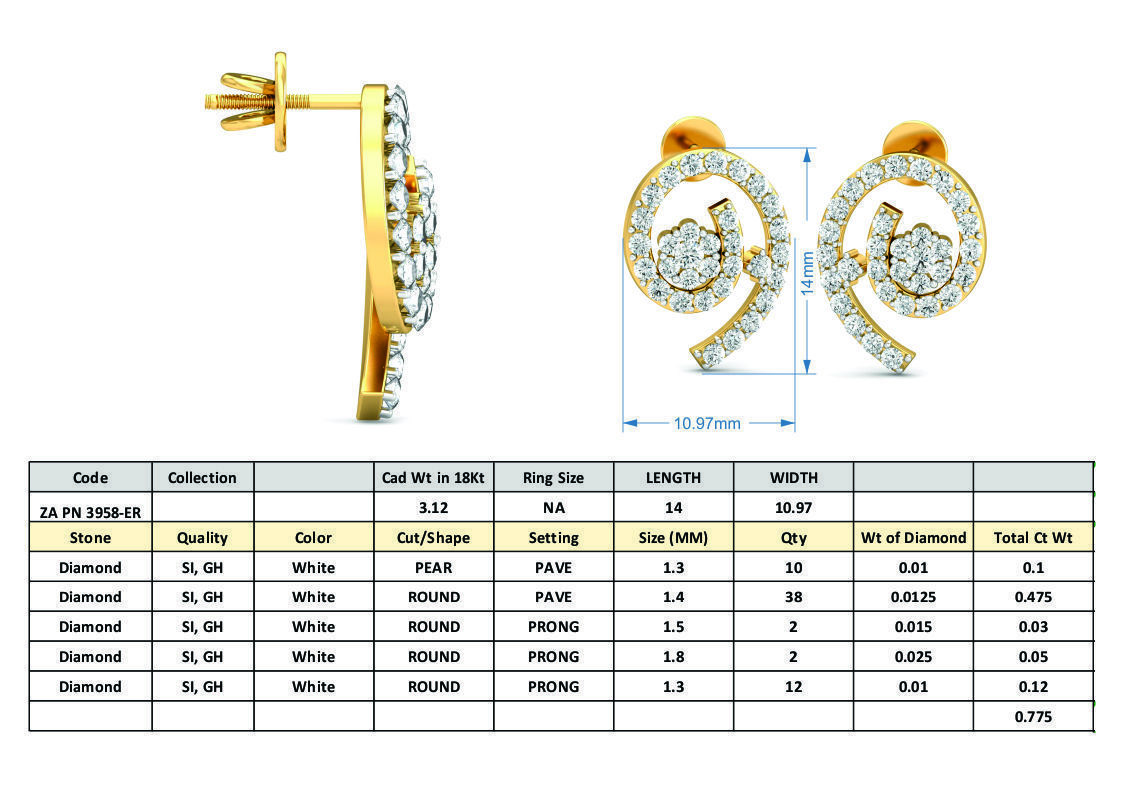 36 Women pendant-earrings set 3dm stl render detail 3D print model_15