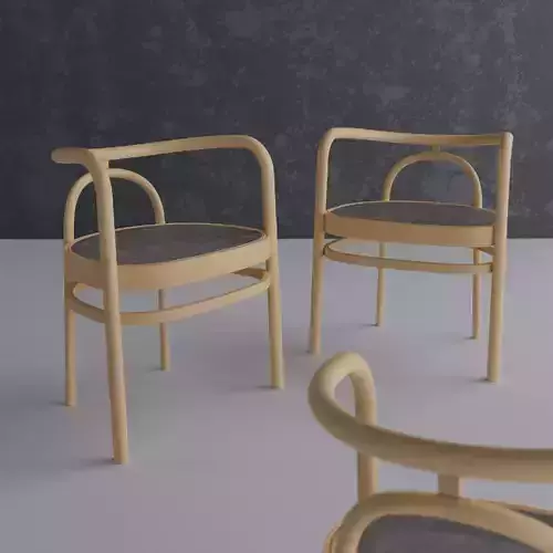 Wooden Chair with Fabric Seat Free 3D model