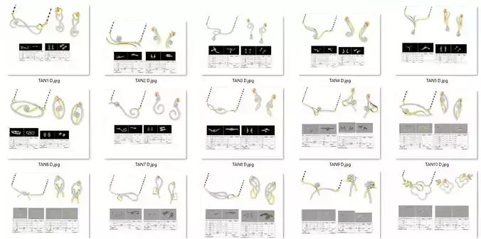 26 Women pendant-earrings set 3dm stl render detail 