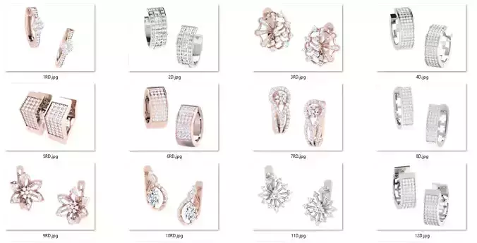 59 Women Bali Earrings 3dm stl render details bulk collection 