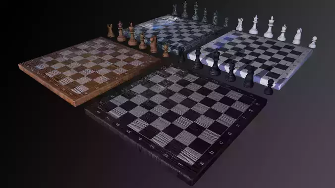 Chess Set Low-poly 3D model