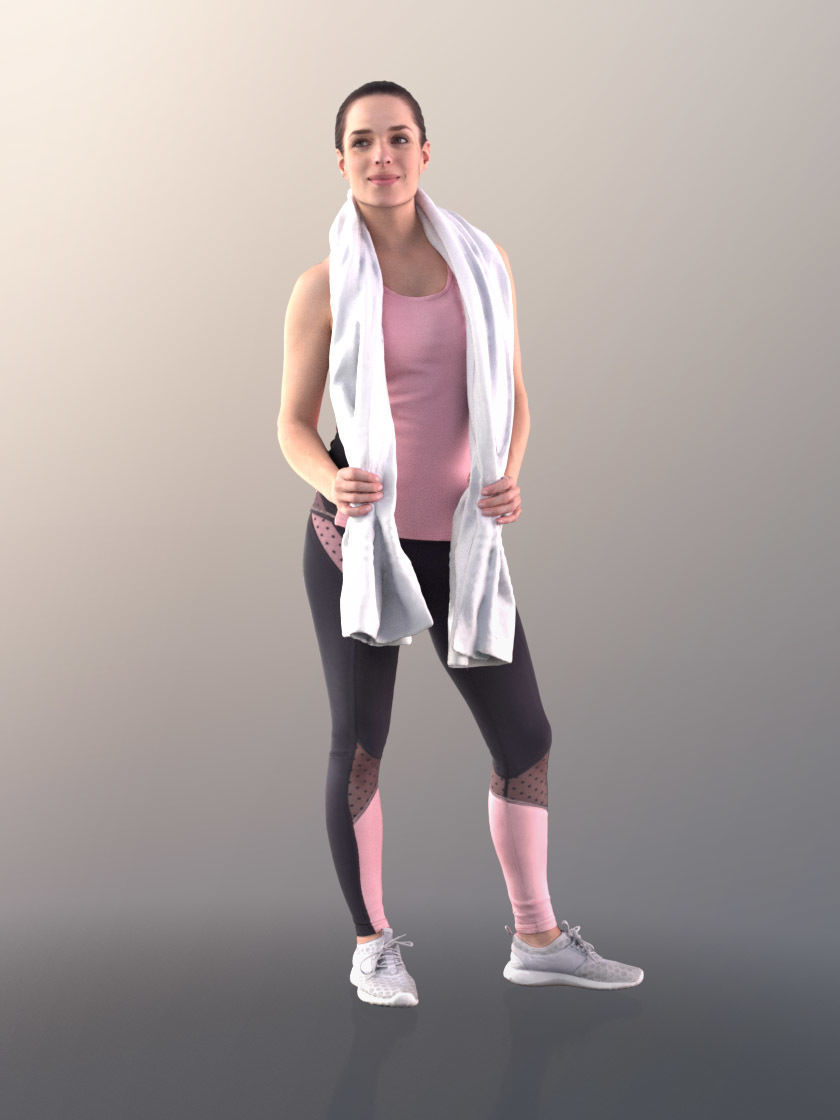 Juliette 10781 - Sport Girl with towel Low-poly 3D model_1