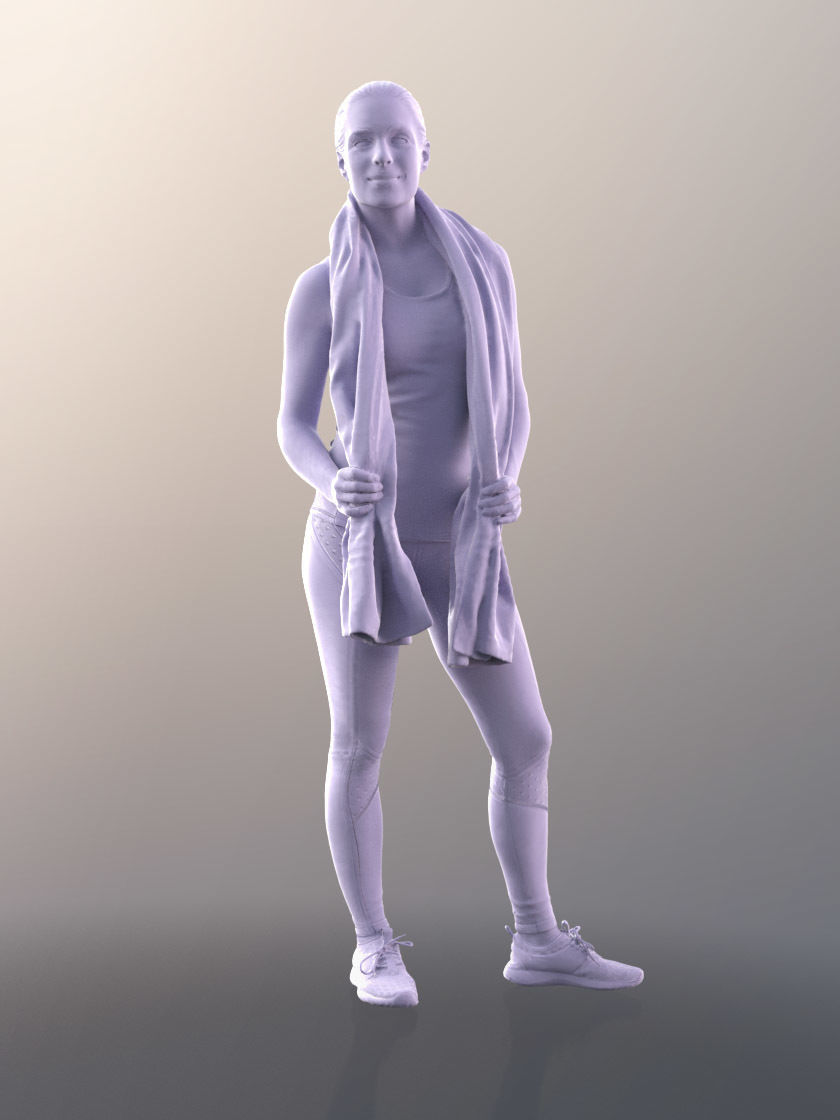 Juliette 10781 - Sport Girl with towel Low-poly 3D model_3