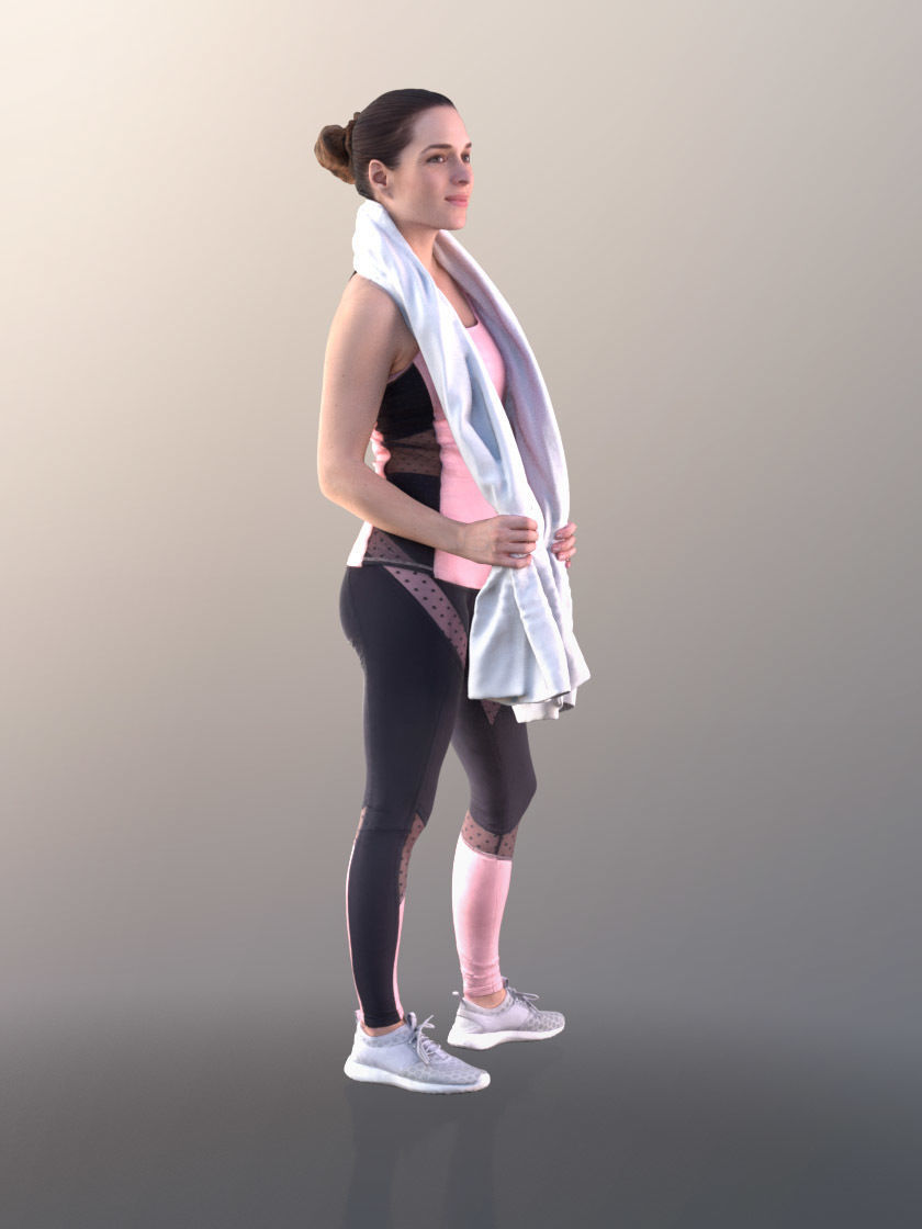 Juliette 10781 - Sport Girl with towel Low-poly 3D model_2