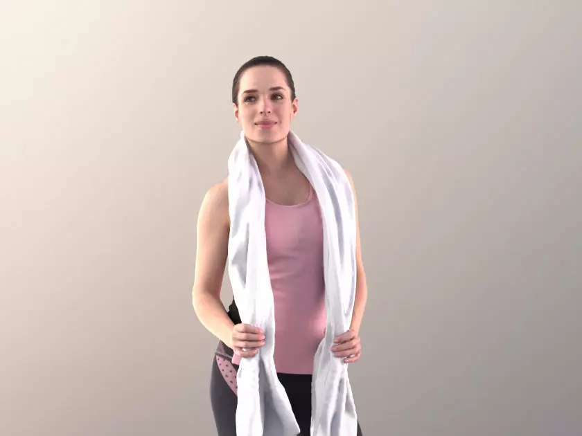 Juliette 10781 - Sport Girl with towel Low-poly 3D model_0