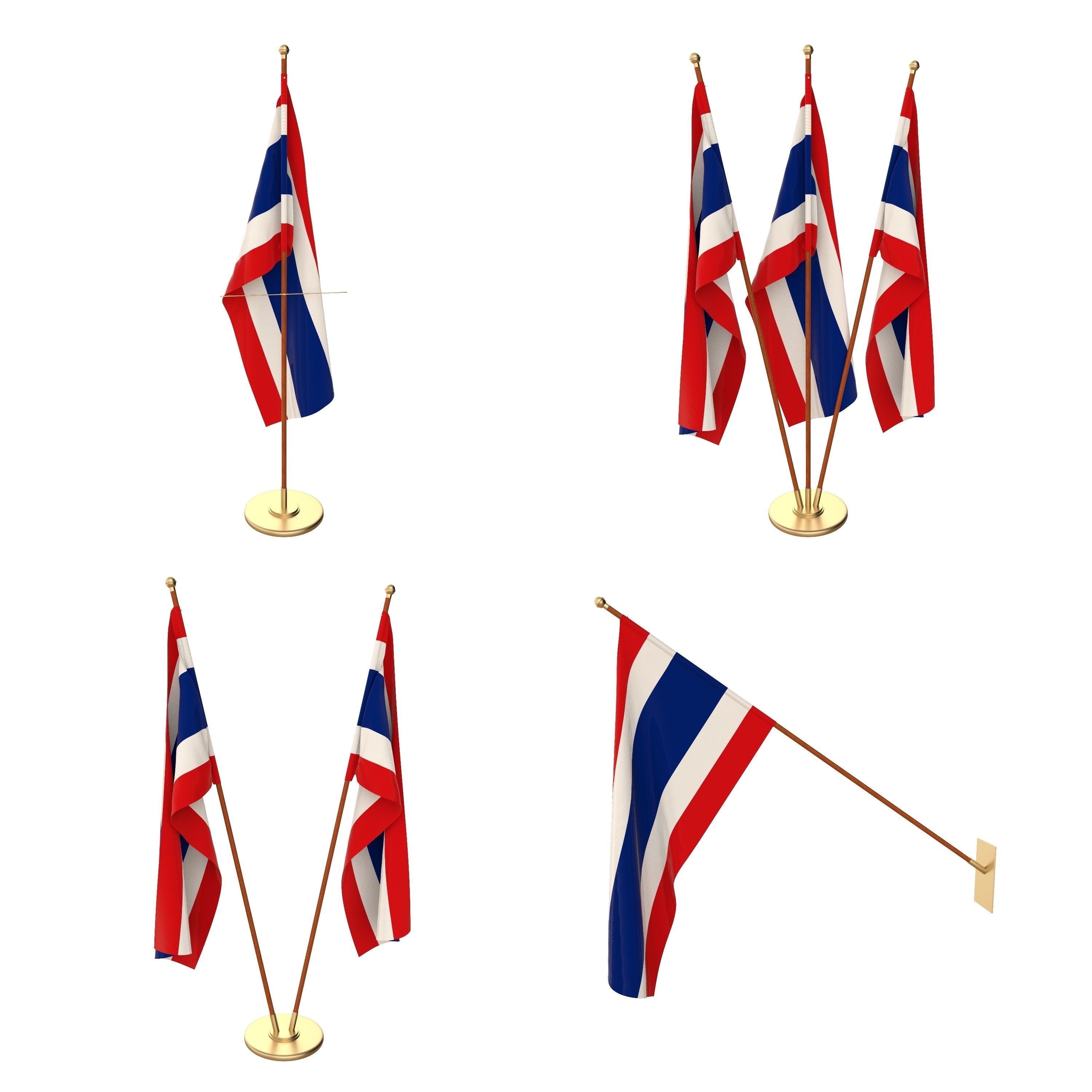 Thailand Flag Pack 3D model_1