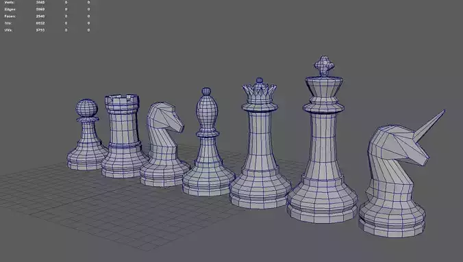Chess pieces Free 3D model