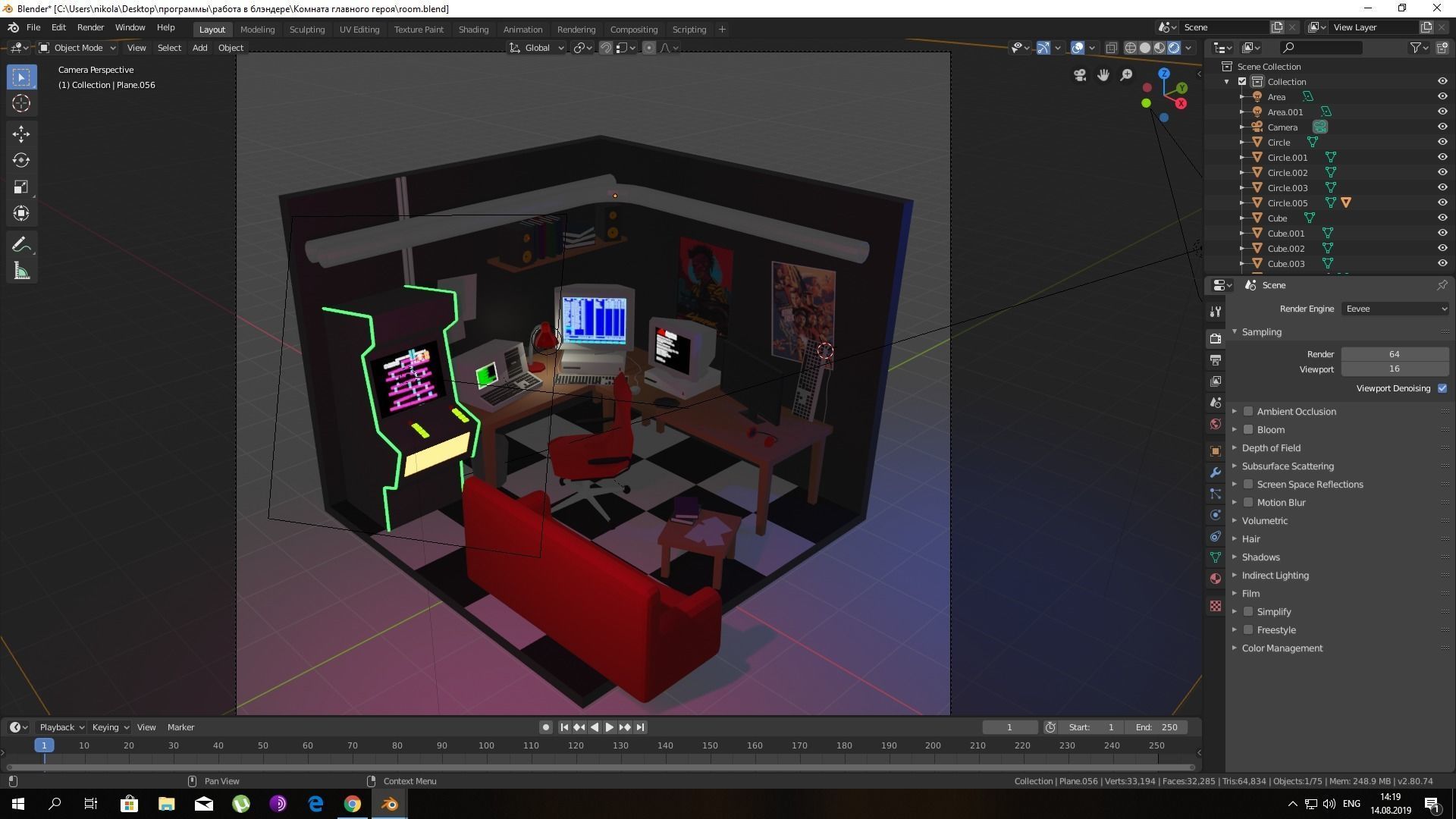 80s hackers room Low-poly 3D model_1