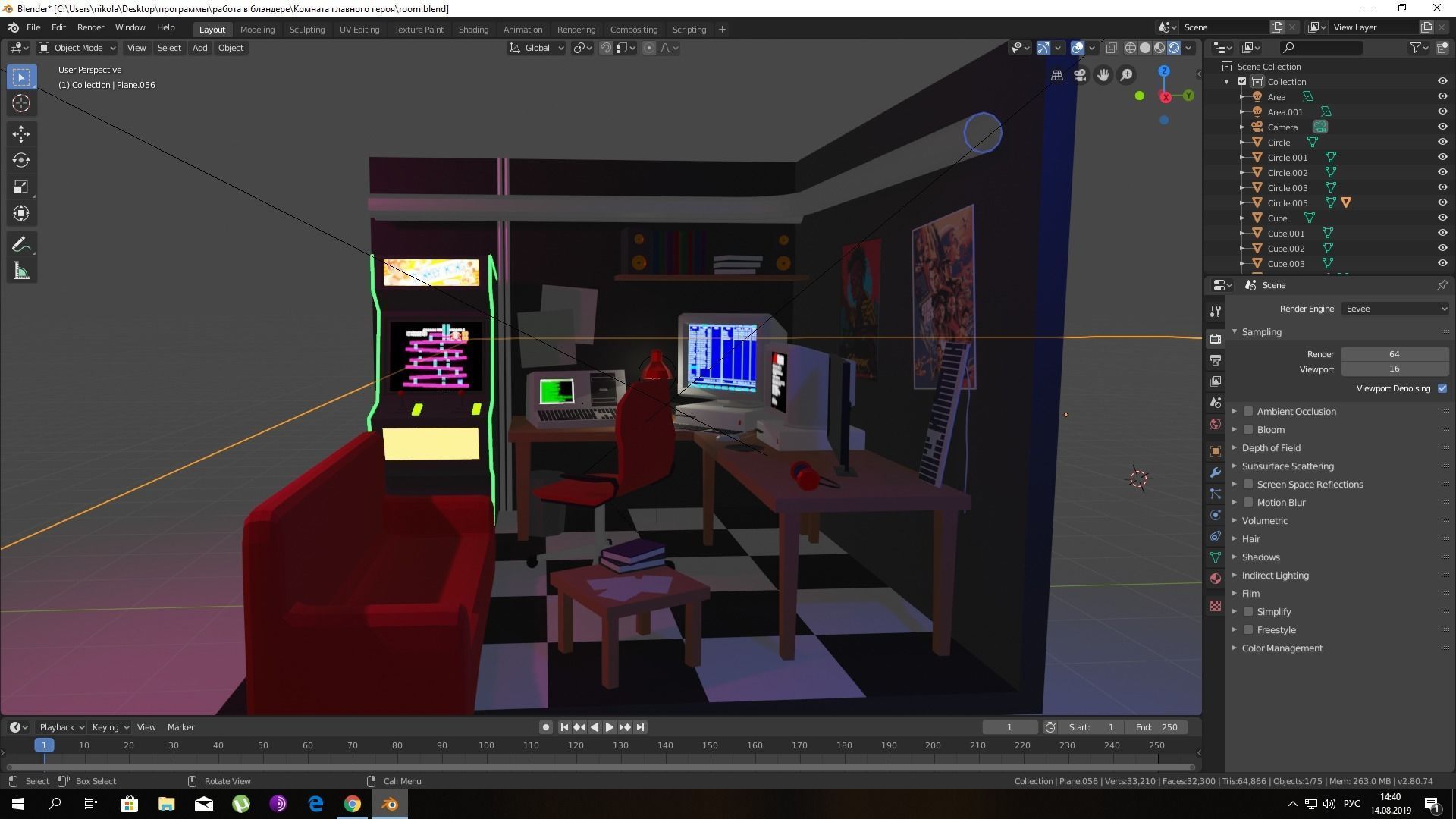 80s hackers room Low-poly 3D model_2