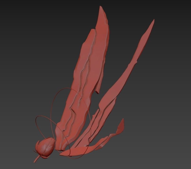 Magic night cave  waterfall energy flower and shells 3D model_5