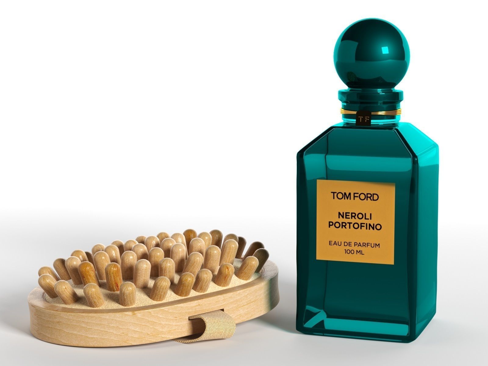 Loofah Strap Massage Brush and Perfume 3D model_2