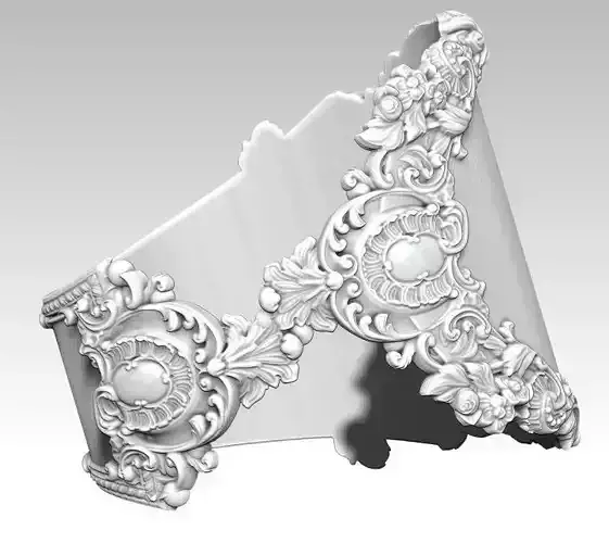 Female Woman Girl Carved Pattern Floral Spoon Style Ring 3D print model