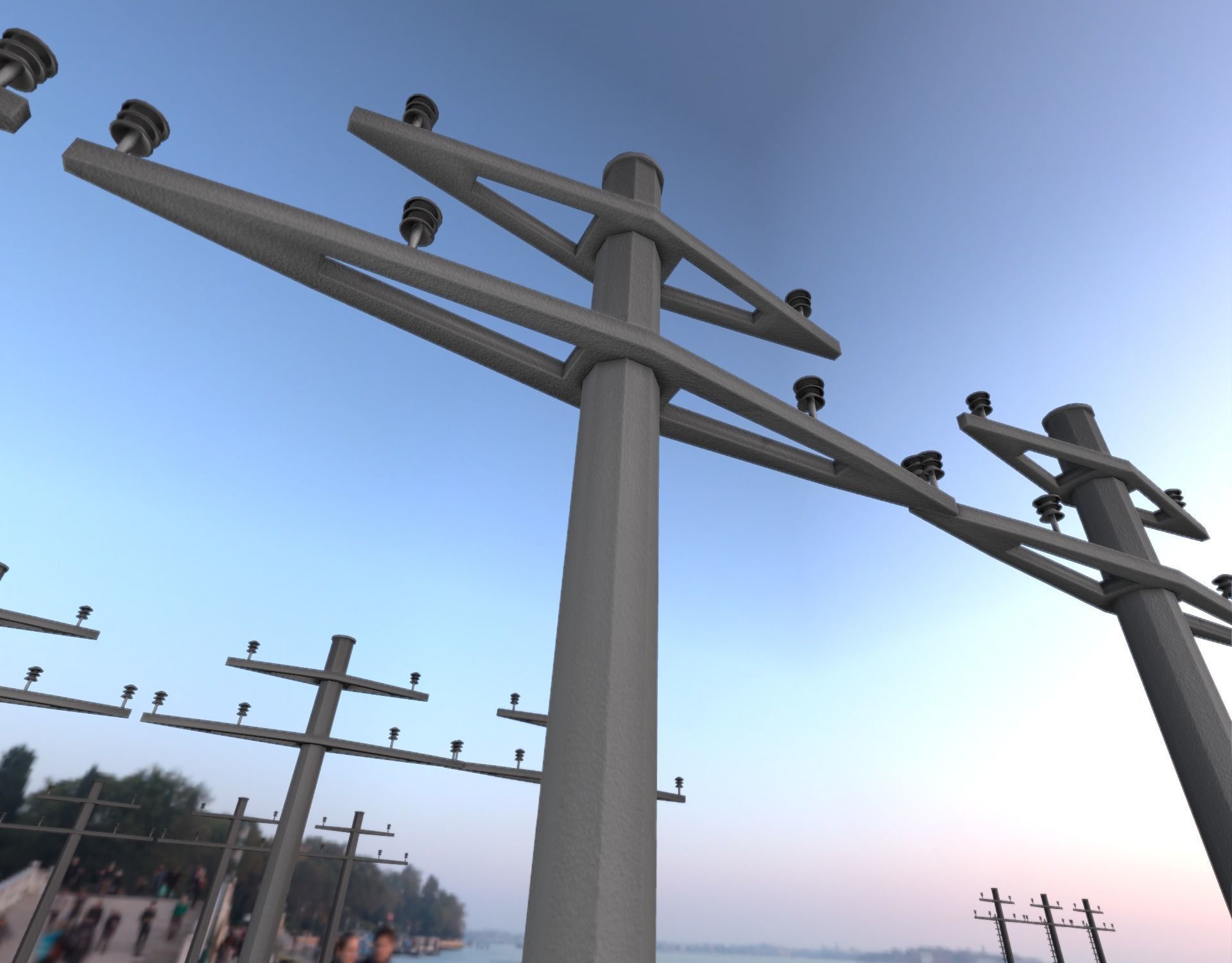 Concrete Electricity Pole without Ladder - Object 055 Low-poly 3D model_7
